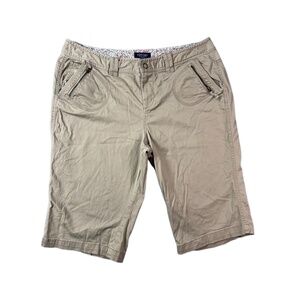Sonoma Life +‎ Style Shorts Womens 14P Petite Khaki Zippered Pockets Stretch